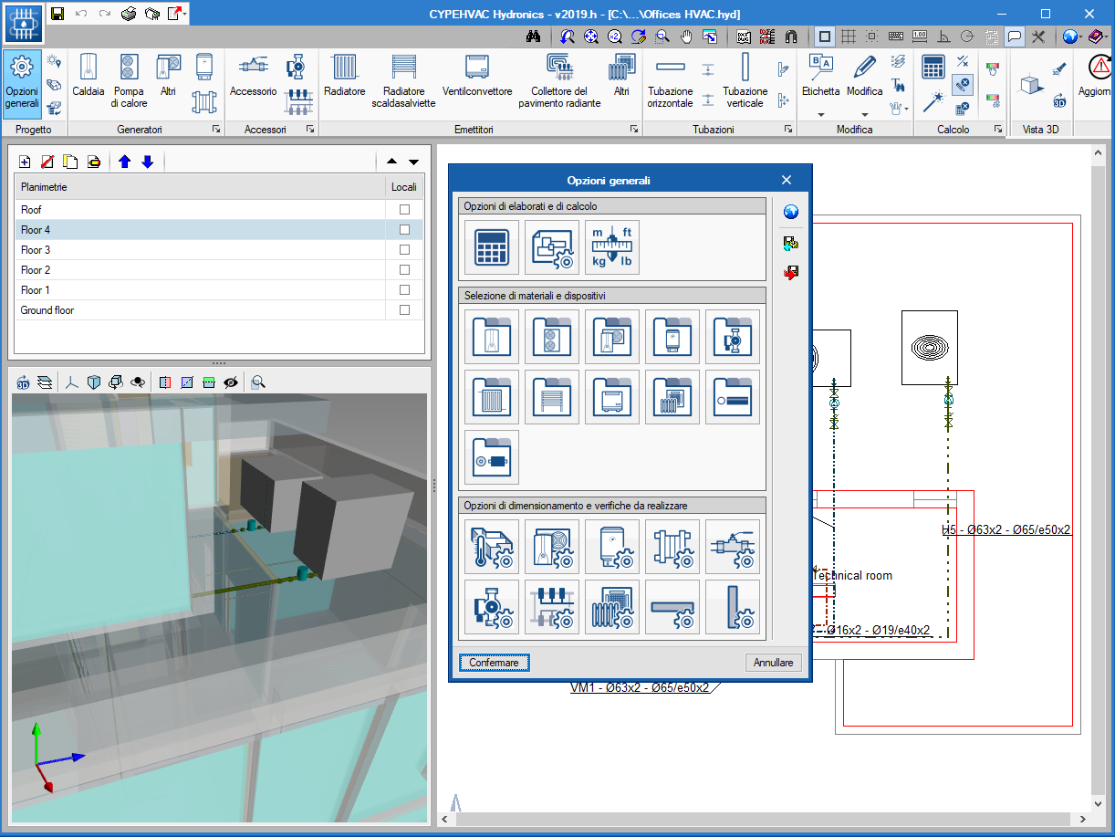 CYPEHVAC Hydronics. Flusso di lavoro Open BIM